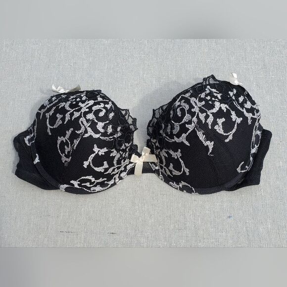 Felina Lingerie Black and Silver Bra 32D - Picture 1 of 9